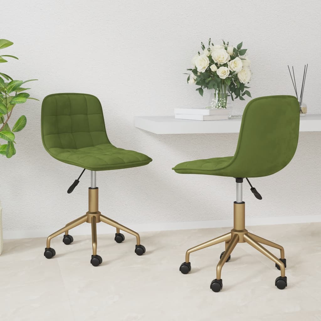 Chaises pivotantes à manger lot de 2 vert clair velours
