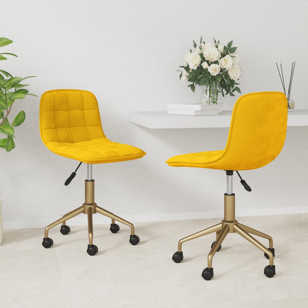 vida XL Esszimmerstühle 2 Stk. Drehbar Senfgelb Samt