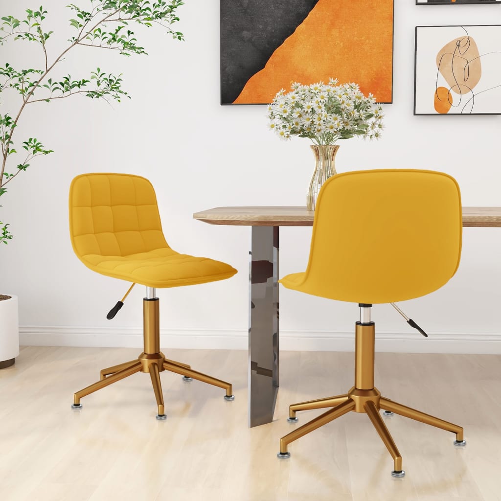 vidaXL Cadeiras de jantar giratórias 2 pcs veludo amarelo mostarda