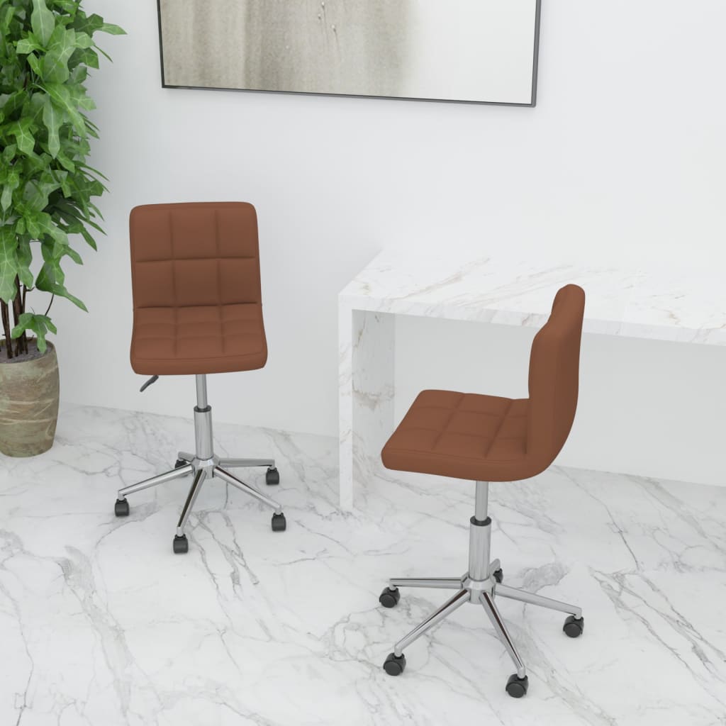 Chaises pivotantes à manger lot de 2 marron tissu