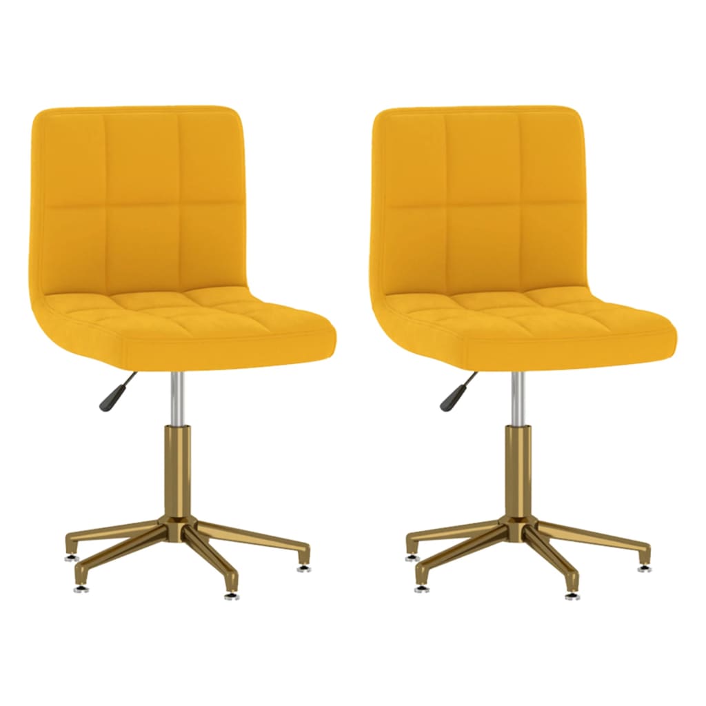 Otočné jídelní židle 2 ks hořčicově žluté samet