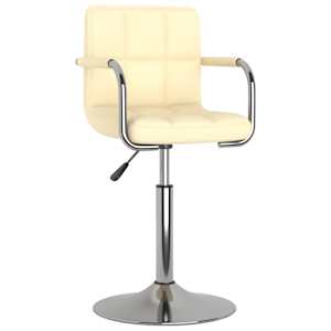 vidaXL Pasukamos valgomojo kėdės, 2vnt., kreminės, dirbtinė oda