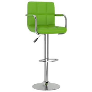 vidaXL Scaune de bar, 2 buc., verde, piele ecologică