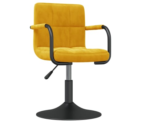 vidaXL Pasukamos valgomojo kėdės, 2vnt., garstyčių geltonos, aksomas