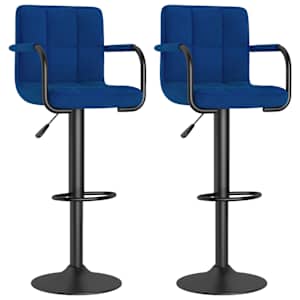 Barové židle 2 ks modré textil - obrázek 2