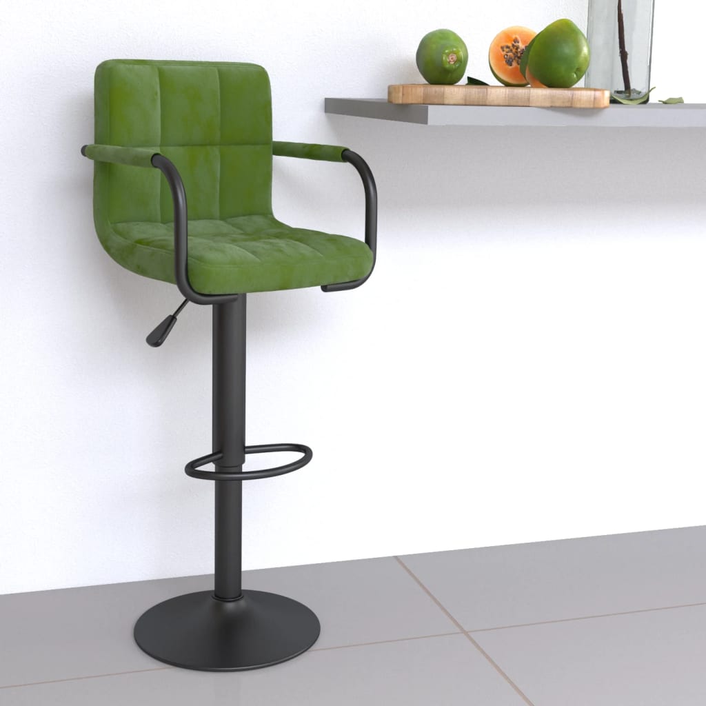 vidaXL Scaun de bar, verde deschis, catifea