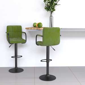 Barski stolčki 2 kosa svetlo zelen žamet