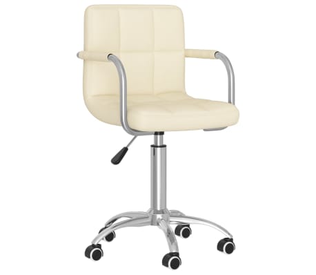 vidaXL Pasukamos valgomojo kėdės, 2vnt., kreminės spalvos, audinys
