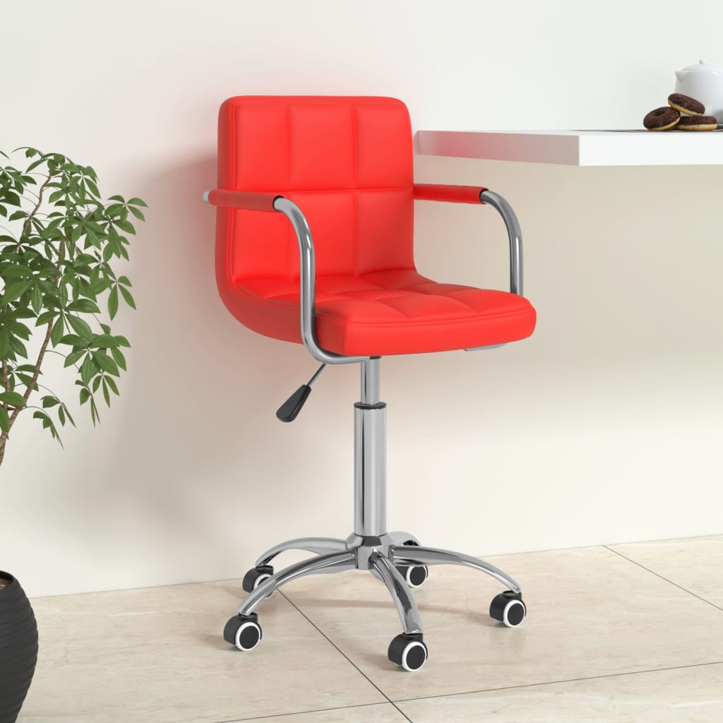 vidaXL Scaun de birou pivotant, roșu, piele ecologică vidaXL imagine noua 2022