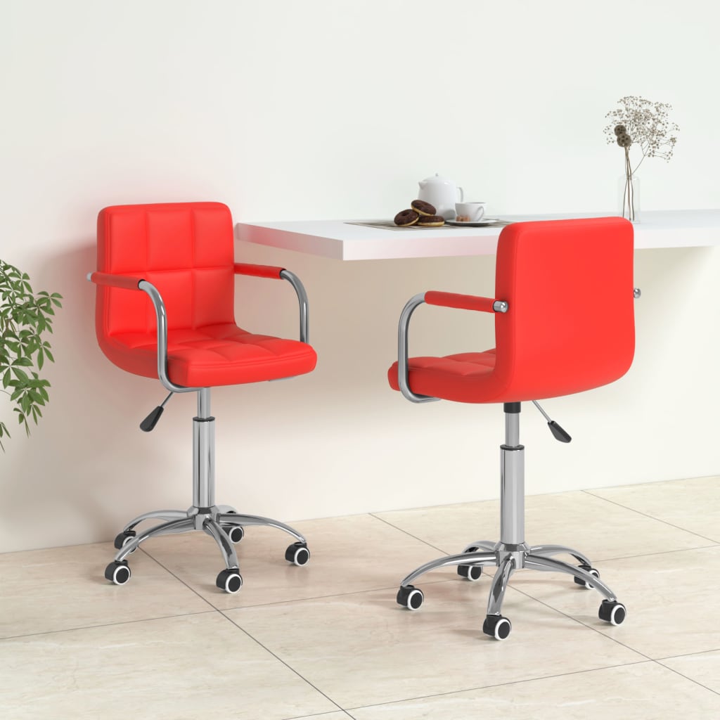 vida XL Esszimmerstühle 2 Stk. Drehbar Rot Kunstleder