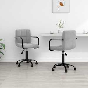 Vrtljiv jedilni stol 2 kosa svetlo siv žamet