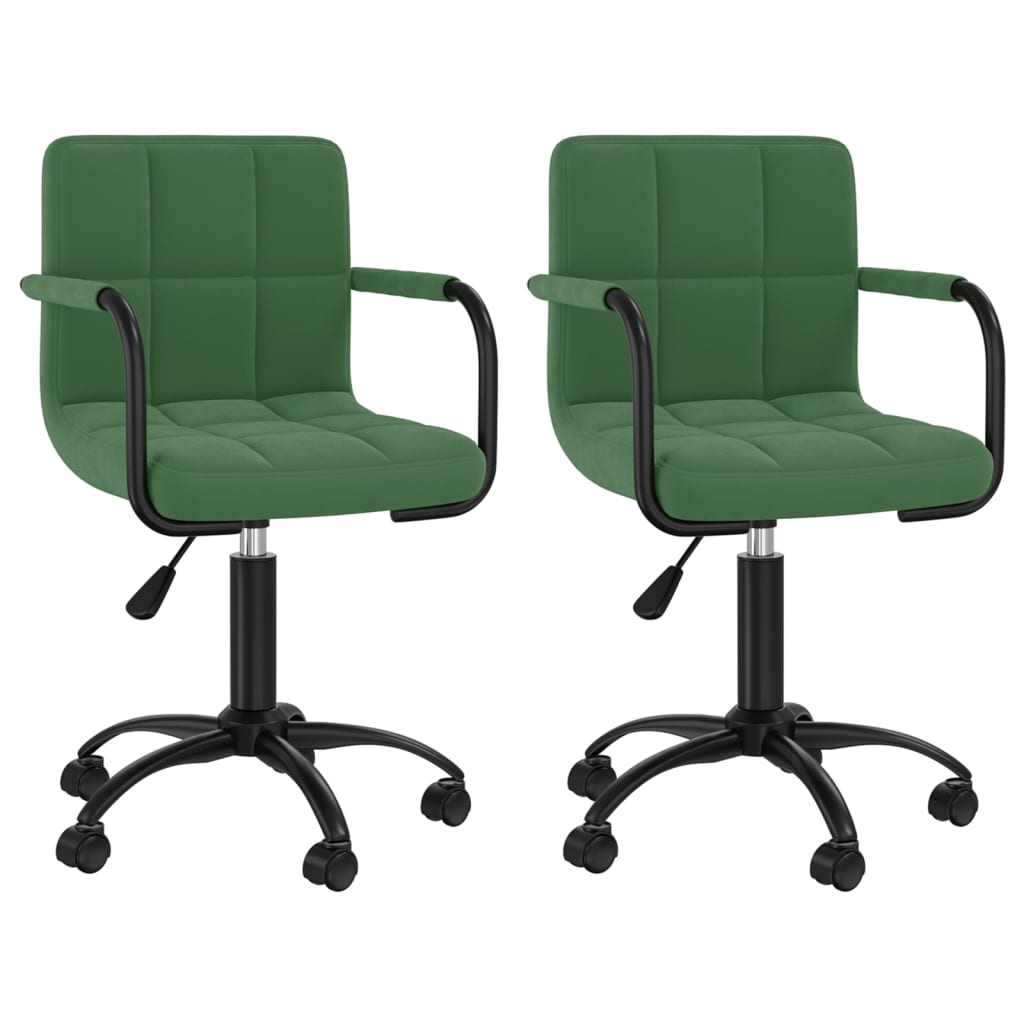 Cadeiras de jantar giratórias 2 pcs veludo verde-escuro