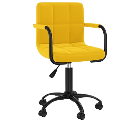 vidaXL Pasukamos valgomojo kėdės, 2vnt., garstyčių geltonos, aksomas