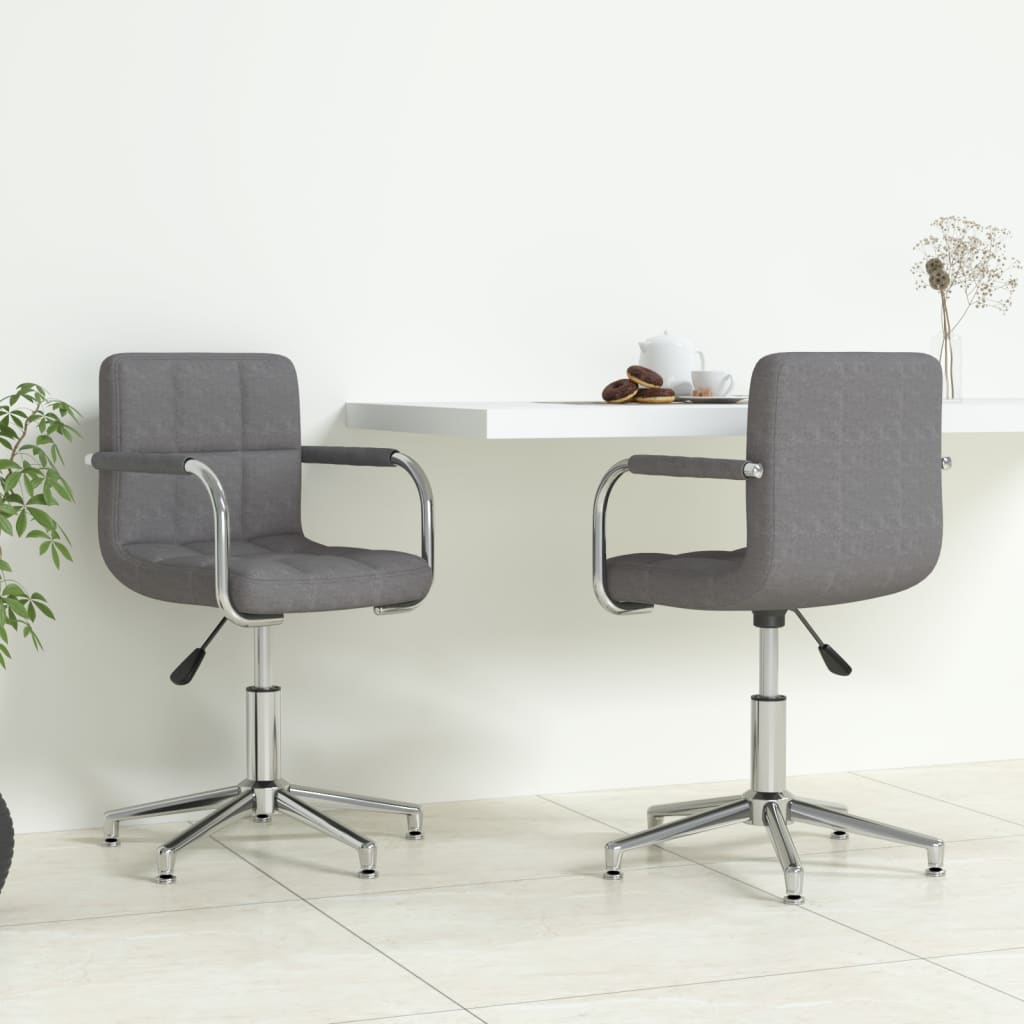 vida XL Drehbare Esszimmerstühle 2 Stk. Dunkelgrau Stoff