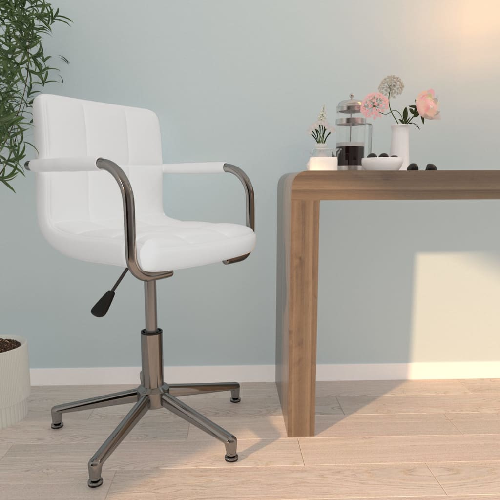 vidaXL Scaun de birou pivotant, alb, piele ecologică vidaXL imagine noua 2022