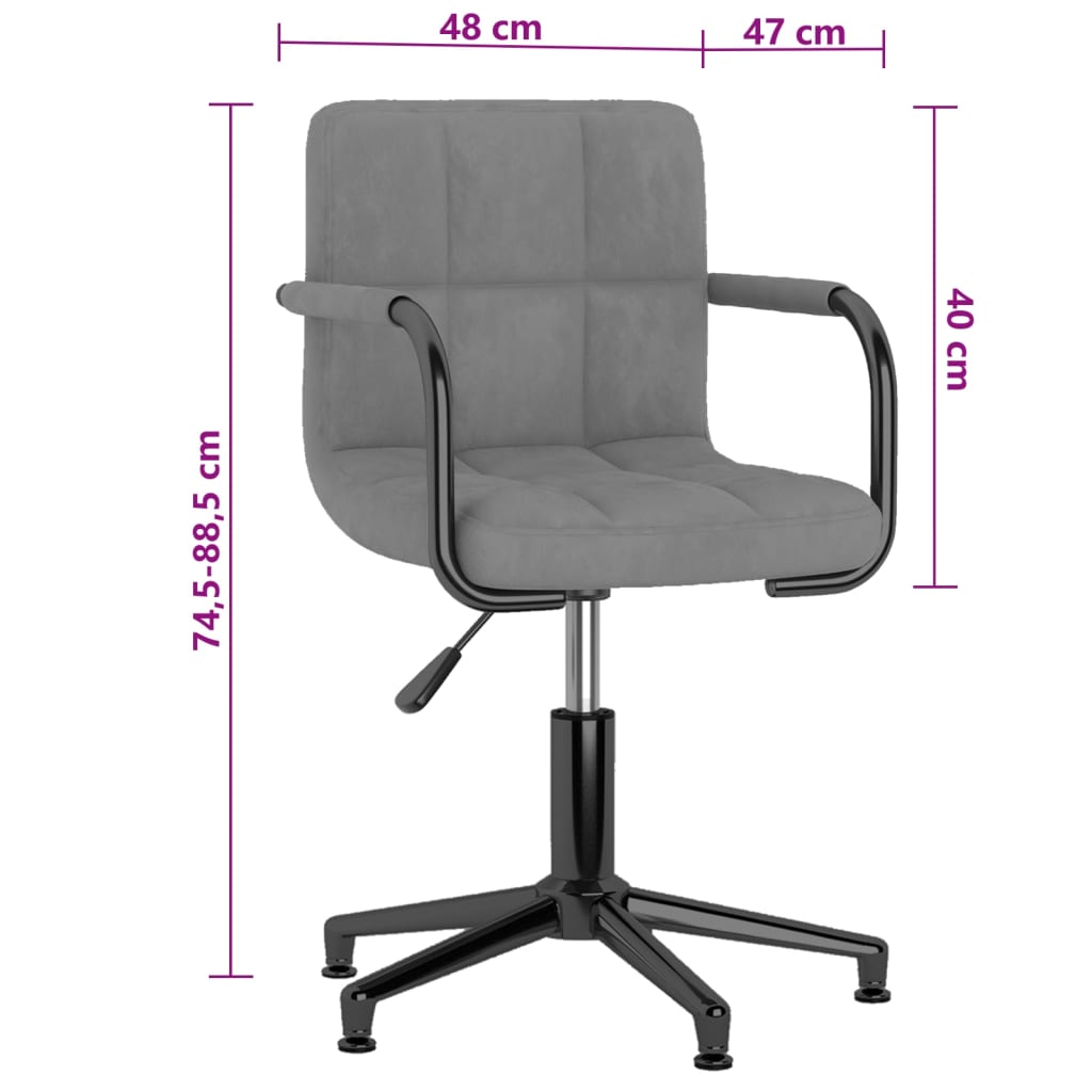 Въртящи се трапезни столове, 2 бр, светлосиви, кадифе