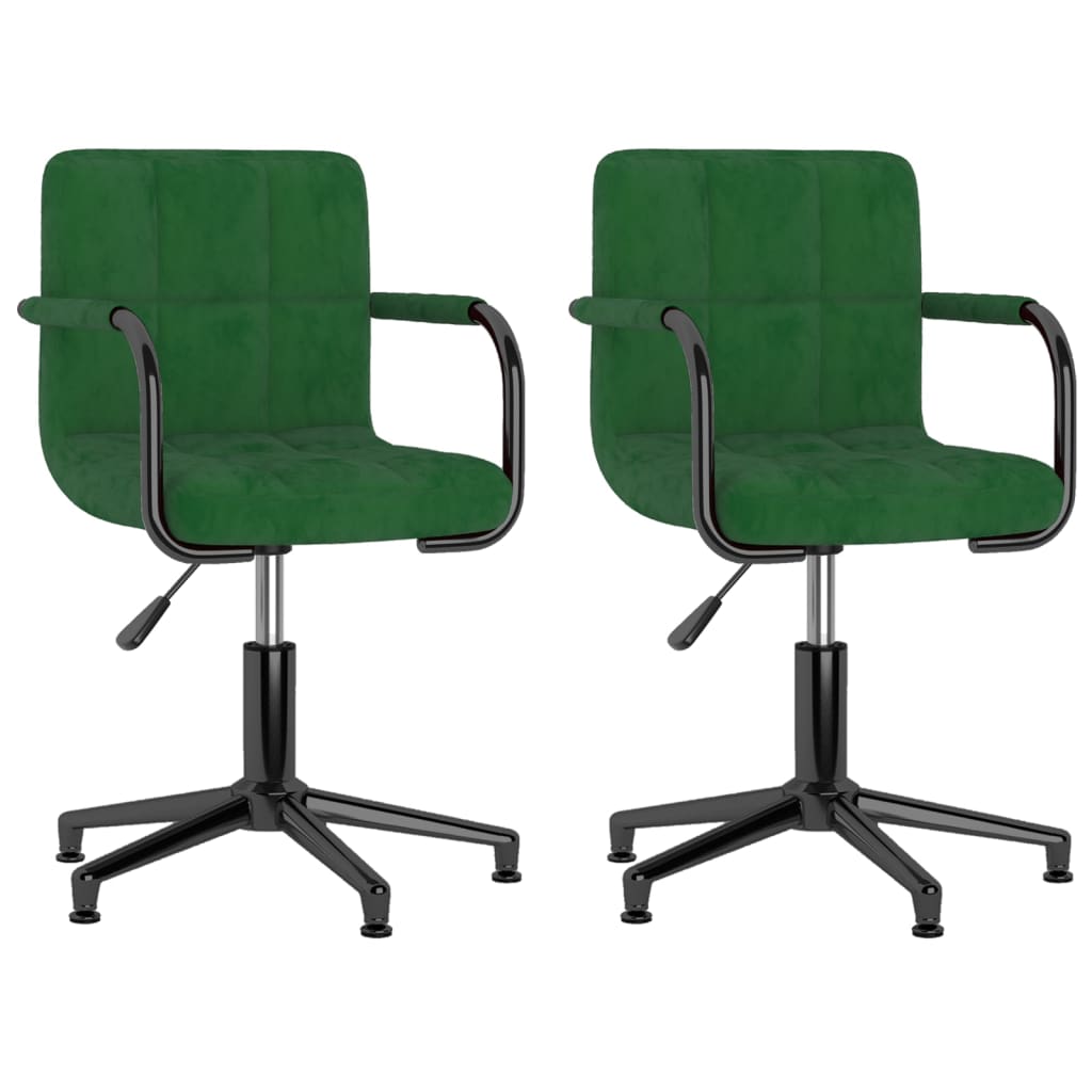 Chaises pivotantes à manger lot de 2 vert foncé velours