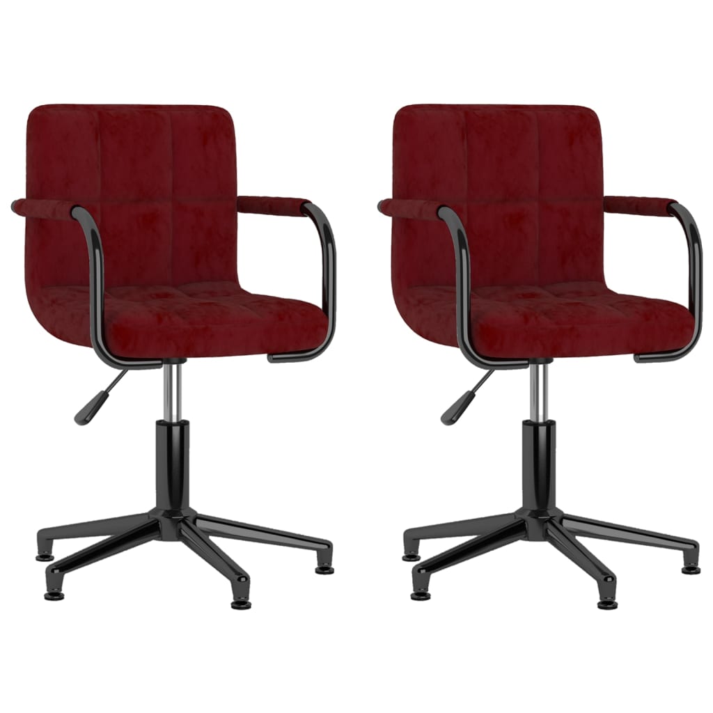 Chaises à manger pivotantes lot de 2 rouge bordeaux velours