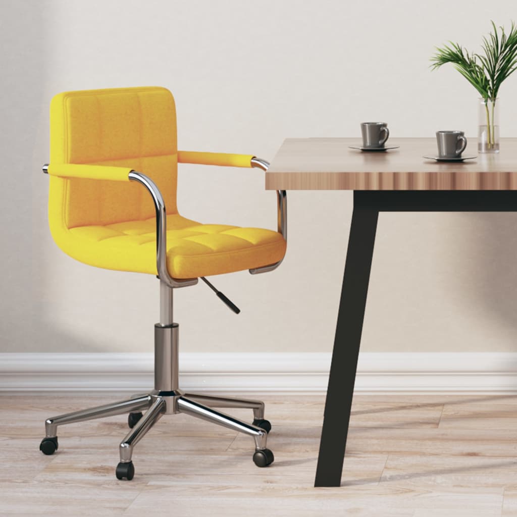 vidaXL Scaun de birou pivotant, galben muștar, material textil vidaXL imagine noua 2022