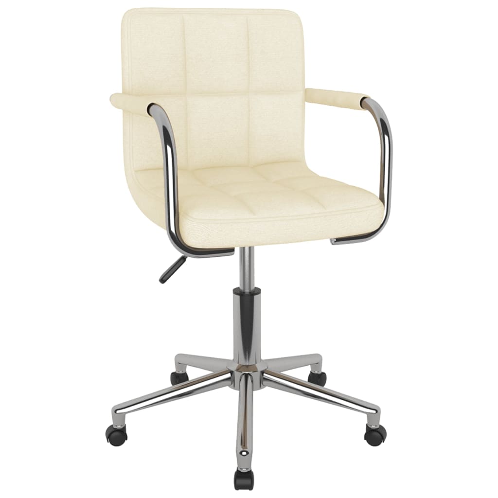 

vidaXL Eetkamerstoelen draaibaar 2 st stof crèmekleurig