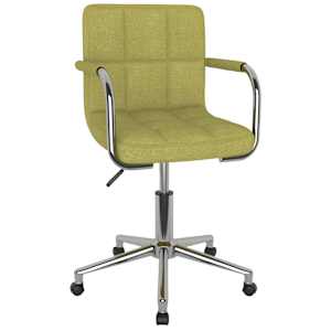 vidaXL Pasukamos valgomojo kėdės, 2vnt., žalios spalvos, audinys