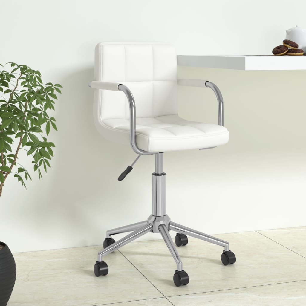 vidaXL Scaun de birou rotativ, alb, piele ecologică vidaXL imagine noua 2022