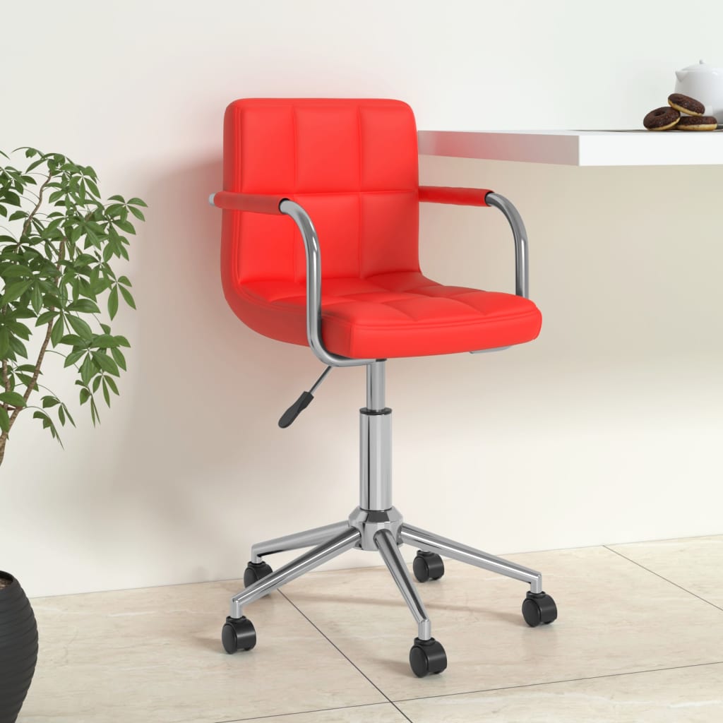vidaXL Scaun de birou pivotant, roșu, piele ecologică vidaXL