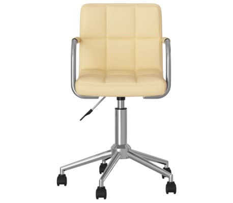 vidaXL Chaise de bureau pivotante Crème Similicuir