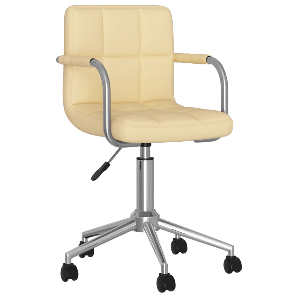 

vidaXL Eetkamerstoelen draaibaar 2 st kunstleer crèmekleurig