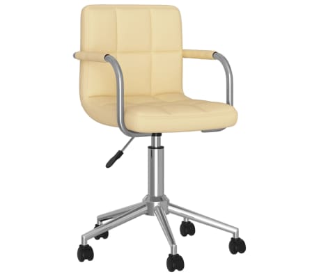 vidaXL Pasukamos valgomojo kėdės, 2vnt., kreminės, dirbtinė oda