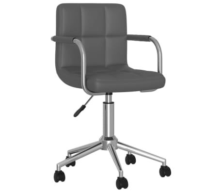 vidaXL Pasukamos valgomojo kėdės, 2vnt., pilkos spalvos, dirbtinė oda