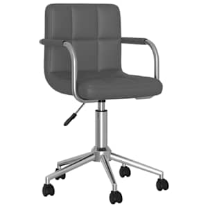 vidaXL Pasukamos valgomojo kėdės, 2vnt., pilkos spalvos, dirbtinė oda