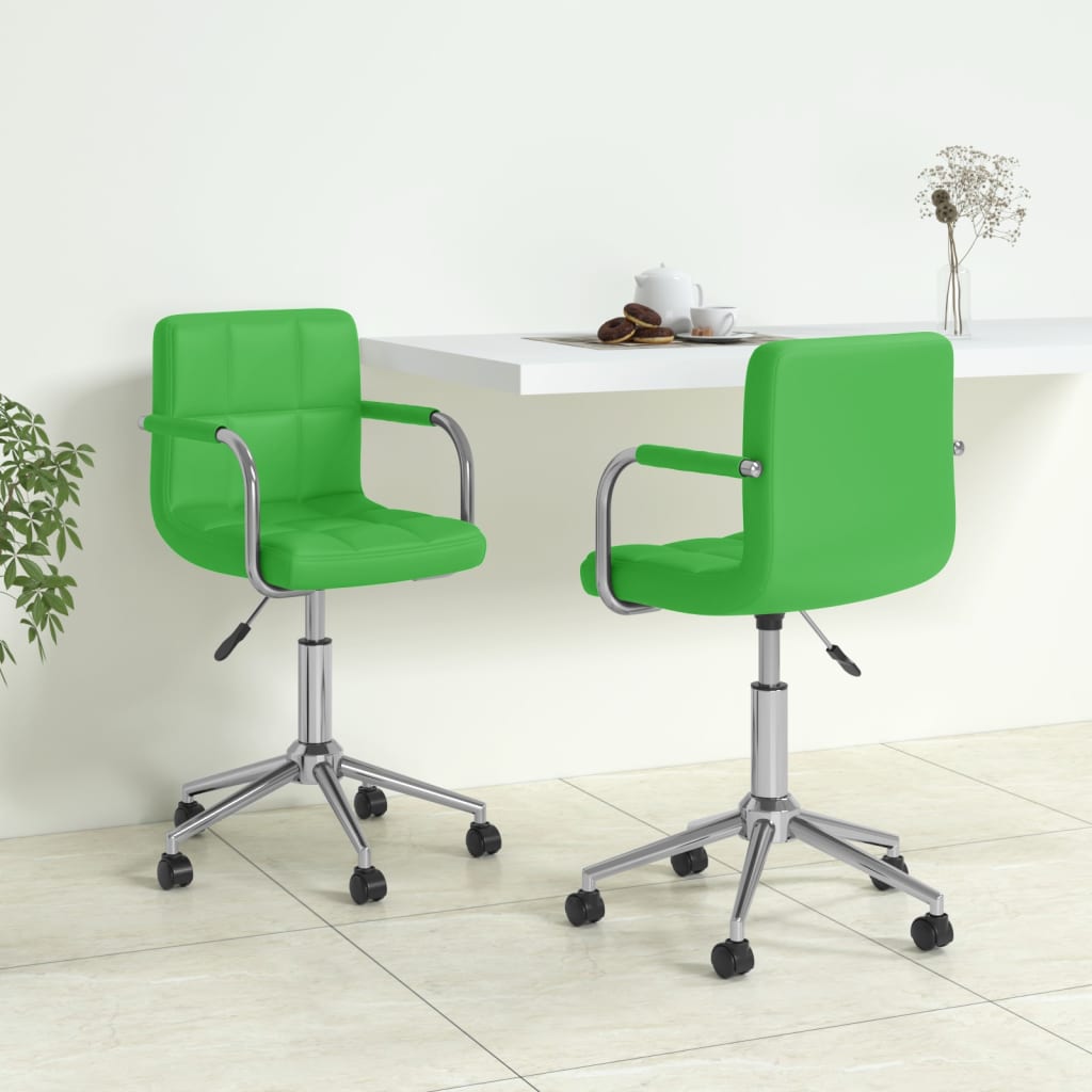 vidaXL Scaune de masă pivotante, 2 buc., verde, piele ecologică vidaXL imagine noua 2022