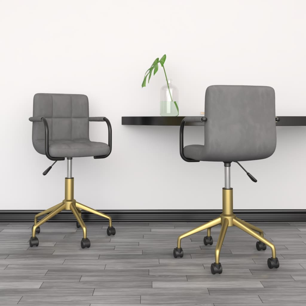 Chaises à manger pivotantes lot de 2 gris clair velours
