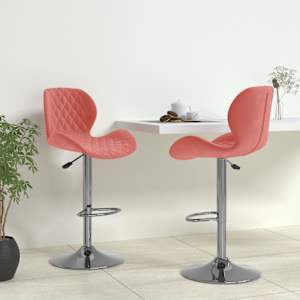 Barski stolčki 2 kosa roza žamet