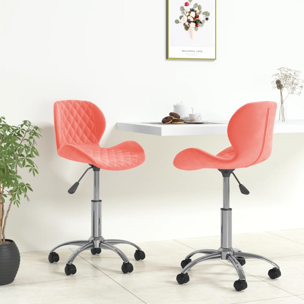 vidaXL Cadeiras de jantar giratórias 2 pcs veludo rosa
