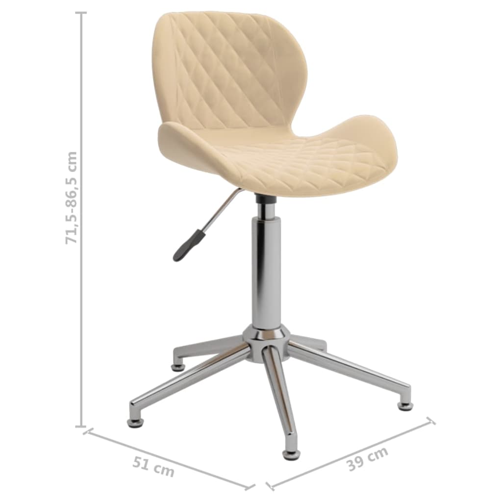 Въртящ се трапезен стол, кремав, кадифе