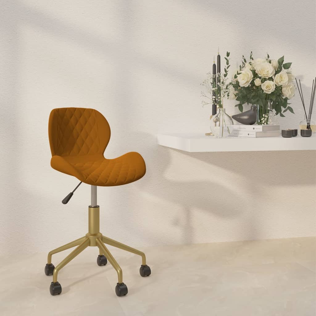 Chaise pivotante de salle à manger Marron Velours