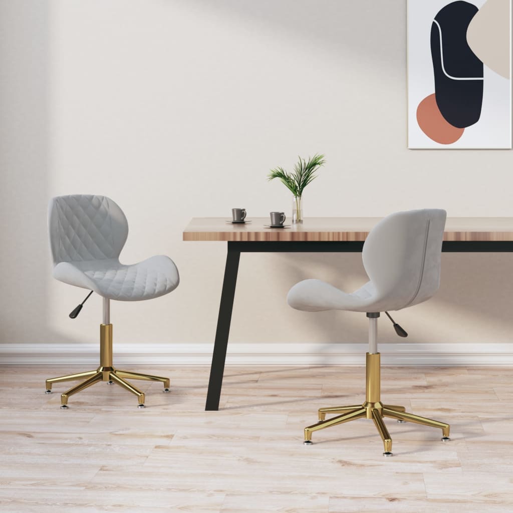 Chaises pivotantes à manger lot de 2 gris clair velours