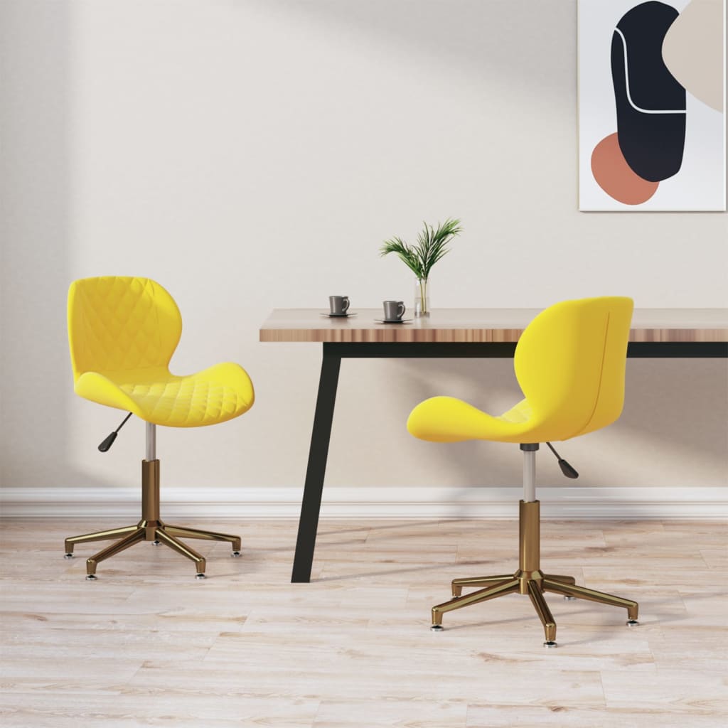 Chaises à manger pivotantes lot de 2 jaune moutarde velours