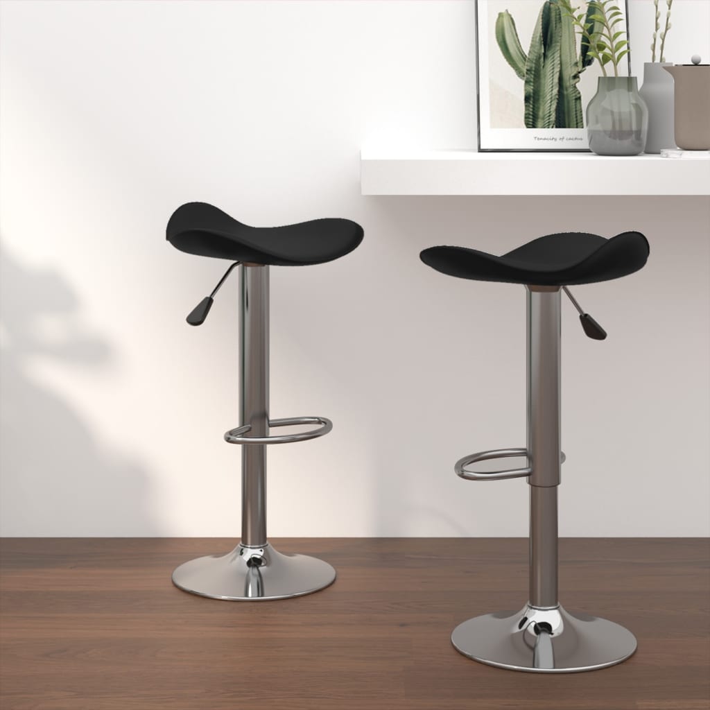 vidaXL Tabourets de bar 2 pcs Noir Acier chromé et cuir artificiel