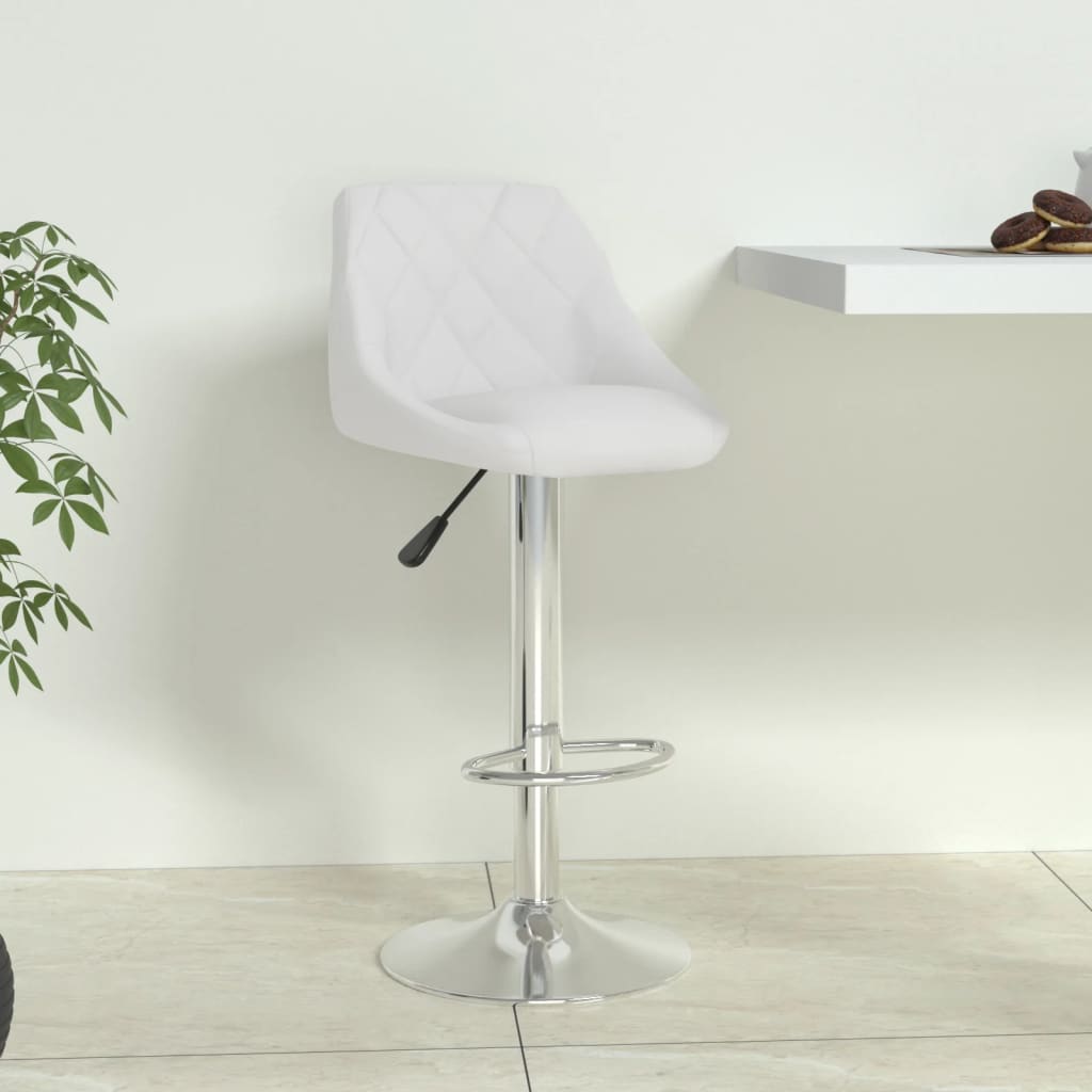 vidaXL Scaun de bar, alb, piele ecologică