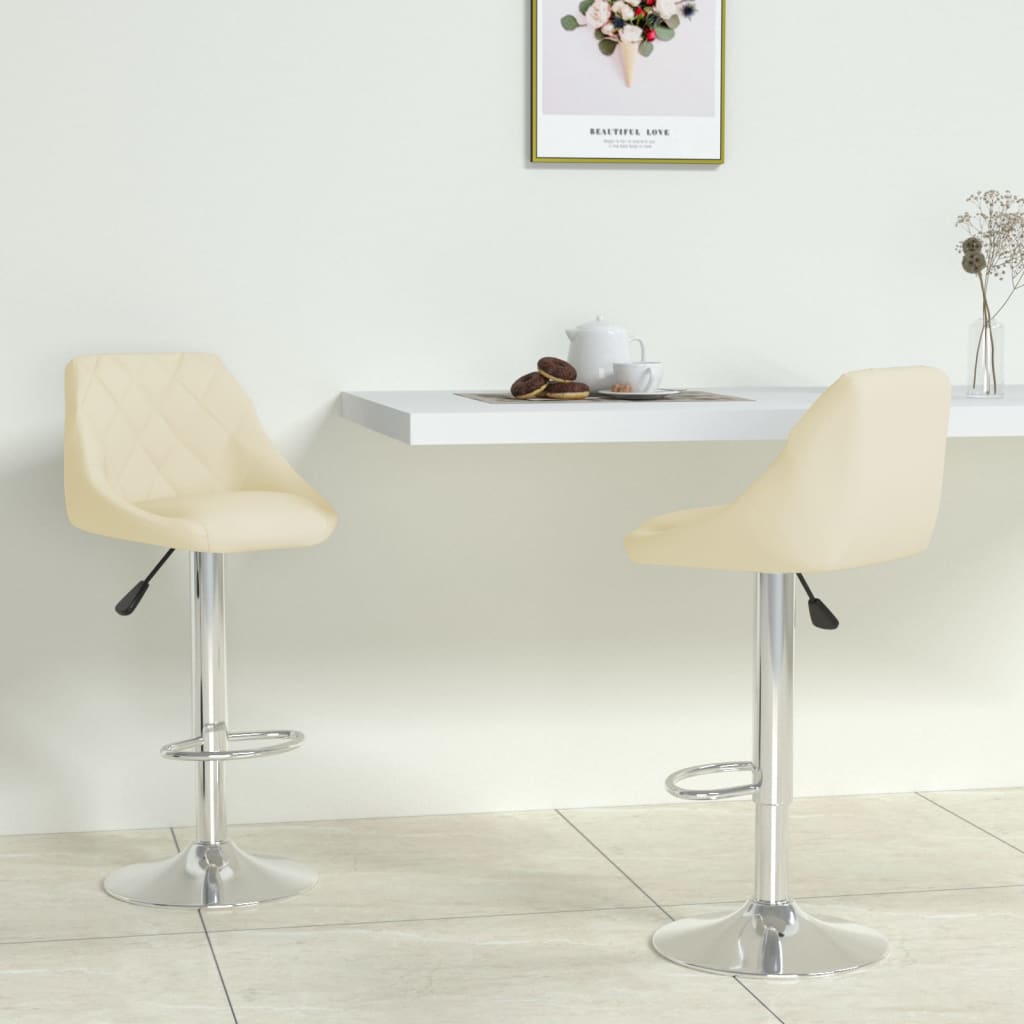 vidaXL Tabourets de bar 2 pcs Crème Similicuir