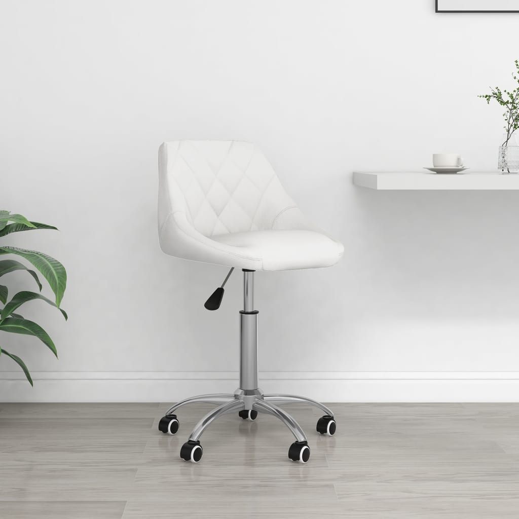 vidaXL Scaun de birou pivotant, alb, piele ecologică vidaXL imagine noua 2022