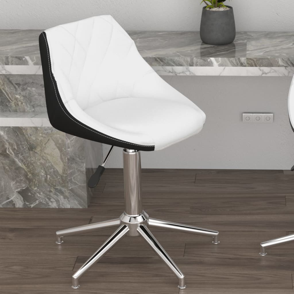vidaXL drejelig kontorstol kunstlæder hvid og sort