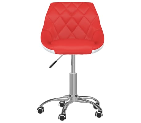vidaXL Chaise pivotante de bureau Rouge et blanc Similicuir