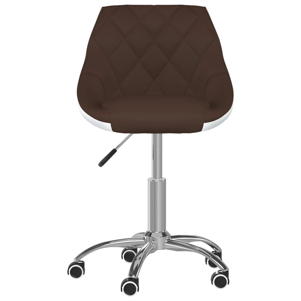 vidaXL Cadeira escritório giratória couro artificial castanho e branco