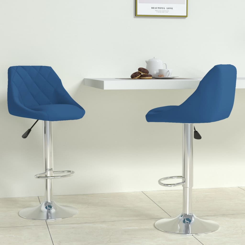 vidaXL Barhocker 2 Stk. Blau Samt
