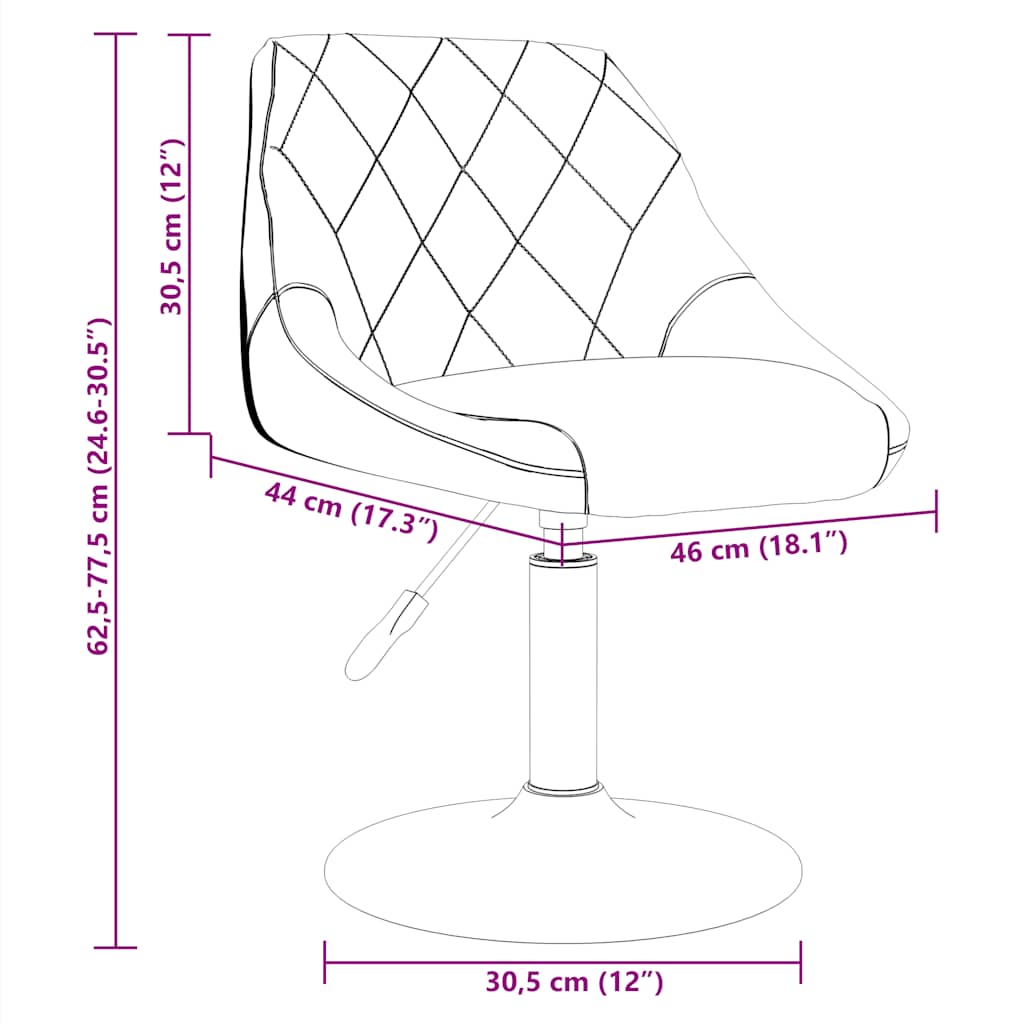 Swivel Dining Chairs Computer Chair Office Swivel Stool 2 pcs Velvet vidaXL - Picture 14 of 16
