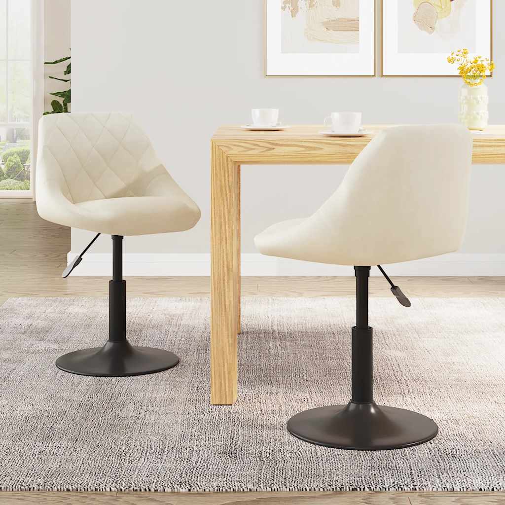 vidaXL Esszimmerstühle 2 Stk. Drehbar Creme Samt
